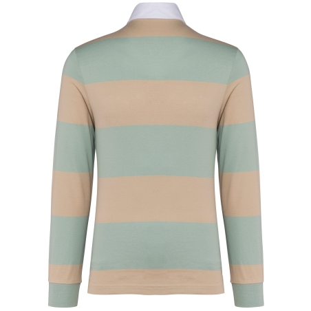 Polo Rugby Rayé Manches Longues Vert Sauge Kariban – vue 2