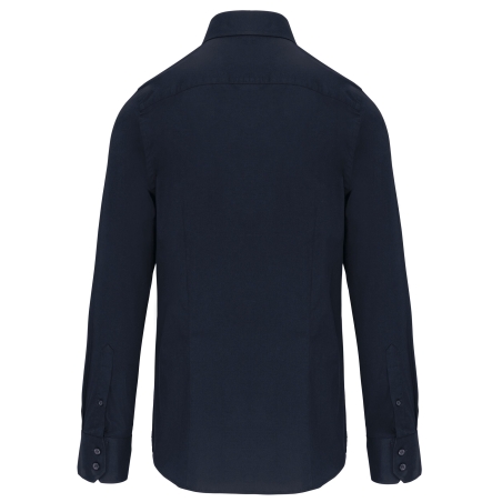 Chemise Coton Élasthanne Manches Longues Homme Marine – Kariban – vue 2