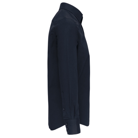 Chemise Coton Élasthanne Manches Longues Homme Marine – Kariban – vue 3
