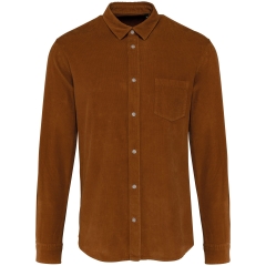 Chemise velours côtelé manches longues homme Kariban – Marron