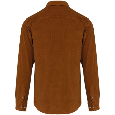 Chemise velours côtelé manches longues homme Kariban – Marron – vue 2