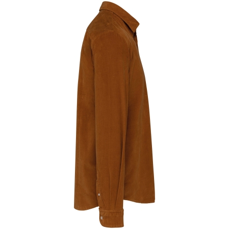 Chemise velours côtelé manches longues homme Kariban – Marron – vue 3