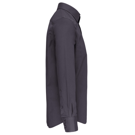 Chemise coton élasthanne manches longues homme Gris – Kariban – vue 3