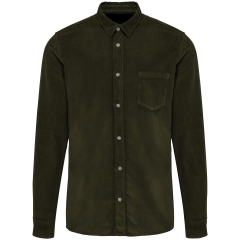 Chemise velours côtelé manches longues homme Kariban Vert