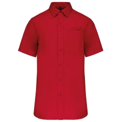 Chemise popeline manches courtes Rouge Kariban – Coupe Regular