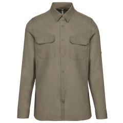 Chemise Safari Manches Longues Homme Kariban – Vert Kaki