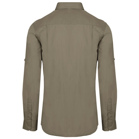Chemise Safari Manches Longues Homme Kariban – Vert Kaki – vue 2