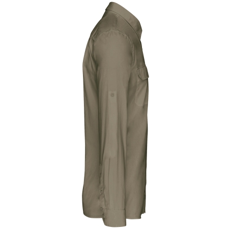 Chemise Safari Manches Longues Homme Kariban – Vert Kaki – vue 3