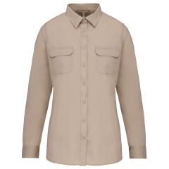 Chemise safari manches longues femme Beige