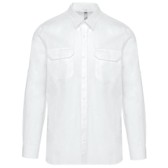 Chemise Safari Manches Longues Homme Blanche Kariban