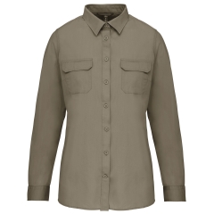 Chemise Safari Manches Longues Femme Vert Kaki – Kariban
