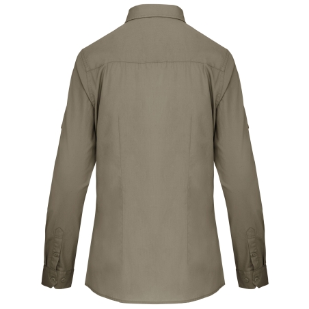 Chemise Safari Manches Longues Femme Vert Kaki – Kariban – vue 2