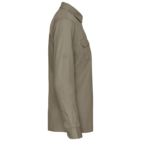 Chemise Safari Manches Longues Femme Vert Kaki – Kariban – vue 3
