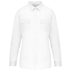 Chemise Safari Manches Longues Femme Blanc – Kariban