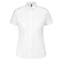 Chemise pilote manches courtes femme Kariban – Blanc