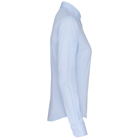 Chemise popeline manches longues femme rayée blanc – Kariban – vue 3