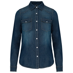 Chemise denim manches longues femme Bleu Jean – Kariban