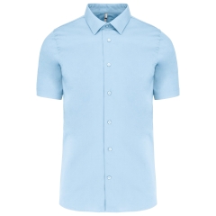 Chemise coton élasthanne manches courtes Bleu Kariban