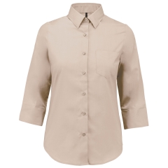 Chemise Popeline Polycoton Manches 3/4 Femme Kariban – Beige