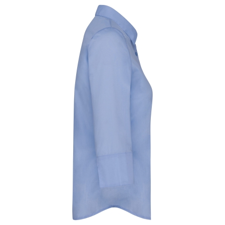 Chemise Popeline Manches 3/4 Femme Ciel – Kariban – vue 3