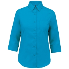 Chemise Popeline Turquoise Manches 3/4 Femme Kariban