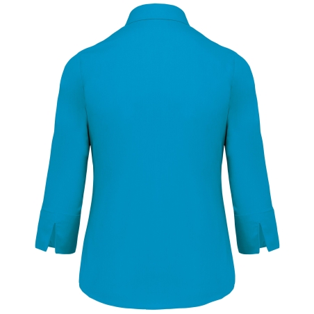 Chemise Popeline Turquoise Manches 3/4 Femme Kariban – vue 2