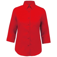 Chemise Popeline Polycoton Manches 3/4 Femme Kariban Rouge
