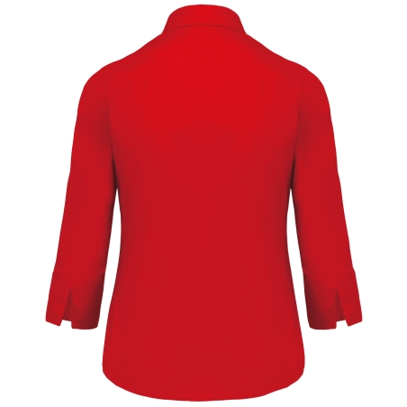 Chemise Popeline Polycoton Manches 3/4 Femme Kariban Rouge – vue 2