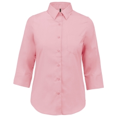 Chemise popeline manches 3/4 femme Kariban – Rose pâle
