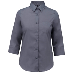 Chemise popeline manches 3/4 femme Kariban – Gris