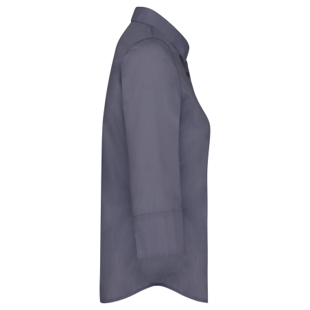 Chemise popeline manches 3/4 femme Kariban – Gris – vue 3