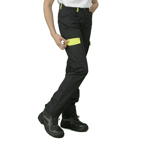Pantalon de travail Coupe Femme Noir et vert lime