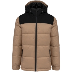 Parka matelassée à capuche bi-ton unisexe Noir