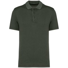 Polo écoresponsable délavé homme Vert Washed Khaki – Native Spirit