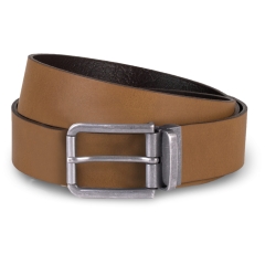 Ceinture en cuir à bord franc 35 mm Marron (Cognac) – K-up