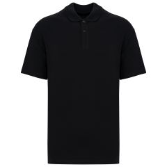 Polo écoresponsable maille piquée épaules tombantes Noir – Native Spirit