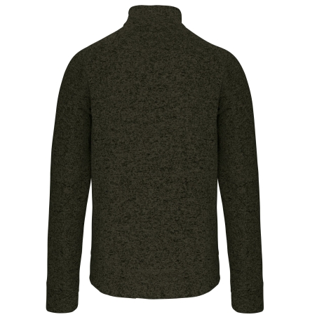 Veste zippée chinée homme Vert Dark Khaki Melange – Kariban – vue 2