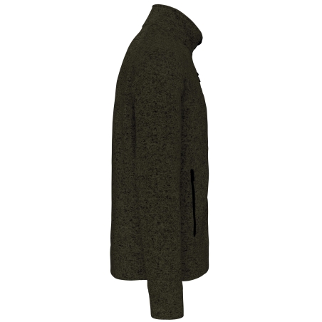 Veste zippée chinée homme Vert Dark Khaki Melange – Kariban – vue 3