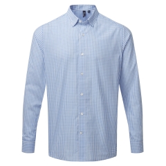 Chemise Vichy Gros Carreaux Manches Longues Blanc Premier