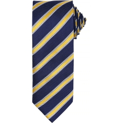 Cravate rayée Waffle Or & Marine – Premier