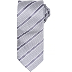 Cravate rayée Waffle Gris Silver/Dark Grey – Premier