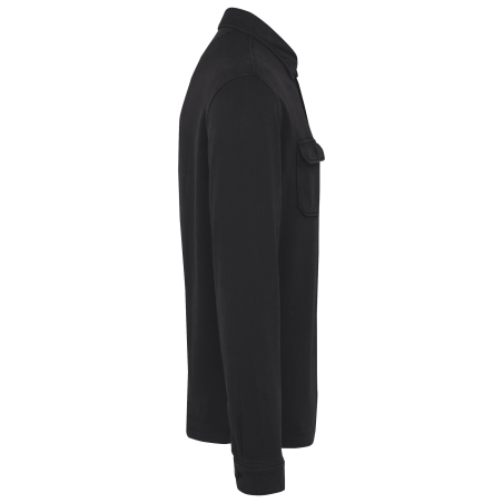 Surchemise écoresponsable délavée molleton homme Noir – Native Spirit – vue 3
