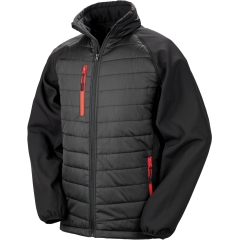 Veste Softshell Rembourrée Recyclée Noir/Rouge Result – Black Compass