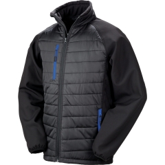 Veste softshell rembourrée recyclée Noir/Bleu Royal – Result