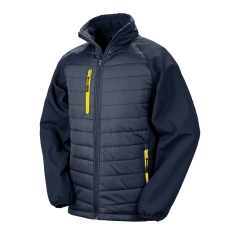 Veste softshell rembourrée recyclée Result – Jaune/Navy