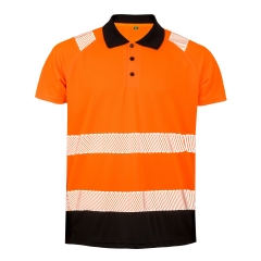 Polo de Sécurité Recyclé Orange/Noir Haute Visibilité Result