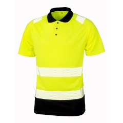 Polo de sécurité recyclé haute visibilité Noir/Jaune Result
