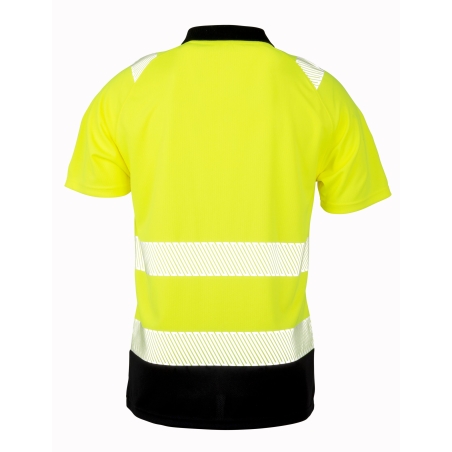 Polo de sécurité recyclé haute visibilité Noir/Jaune Result – vue 2