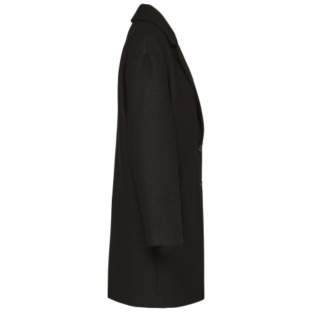 Manteau femme Kariban Premium Noir – coupe loose twill laine – vue 3