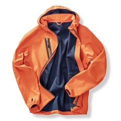 Veste Softshell 3 couches recyclée à capuche Result – Orange / Navy